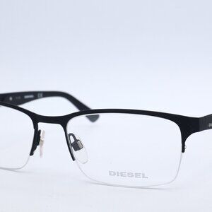 DIESEL DL 5235 002 Rectangle Matte Black Eyeglasses Clear Lenses 54mm